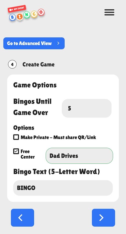 Choose the game options