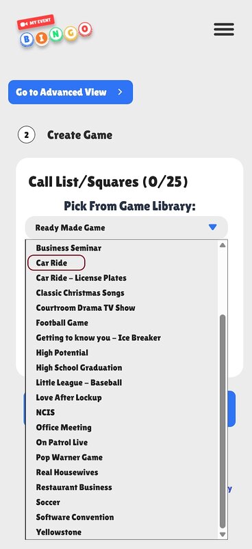 Listing of built-in games