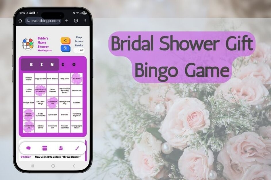 Wedding shower gift opening bingo game for guests.