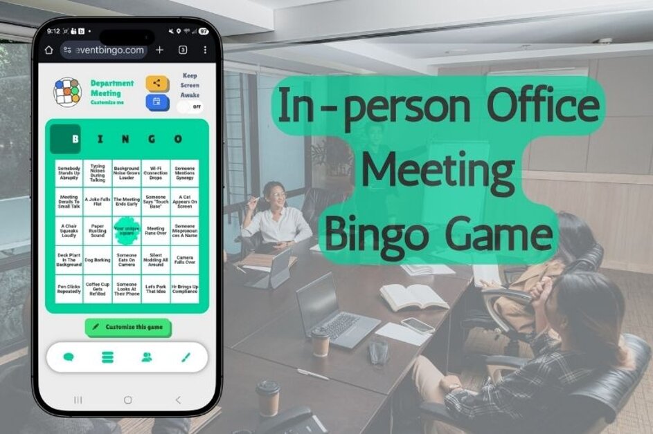 In person office meeting bingo game for team engagement.