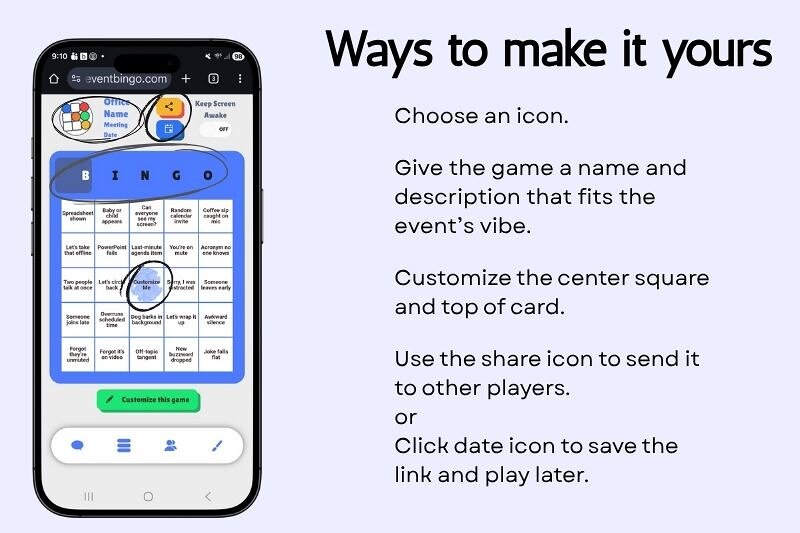 Virtual meeting bingo Make It Yours image
