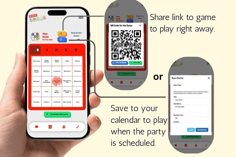 A digital baby shower bingo game displayed on a smartphone, featuring pastel baby shower decorations, gift-themed squares, and easy tap-to-mark gameplay. The screen shows baby shower ideas, baby shower activities, and baby shower gifts as part of a fun, free baby shower game that guests can play during the gift-opening moment.