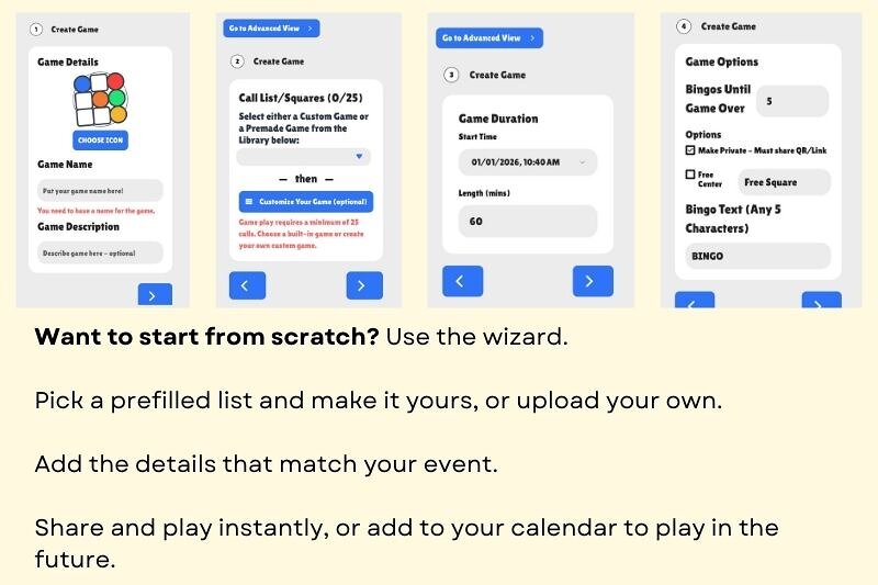 Baby shower bingo game digital smart phone display
