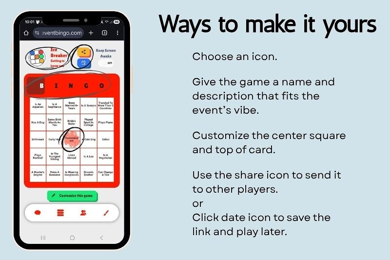 Make It Yours section image for ice breaker bingo