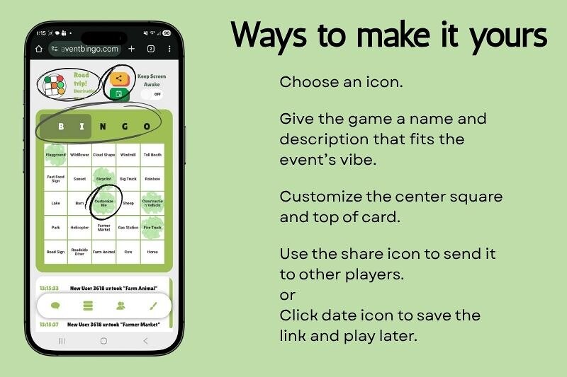 Road trip bingo Make It Yours section image
