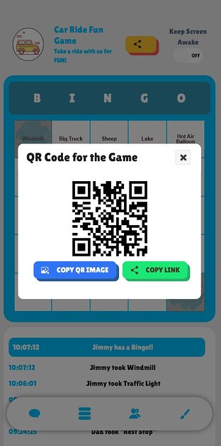 Share the game via link or QR