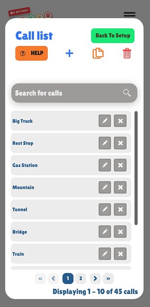 List of the calls