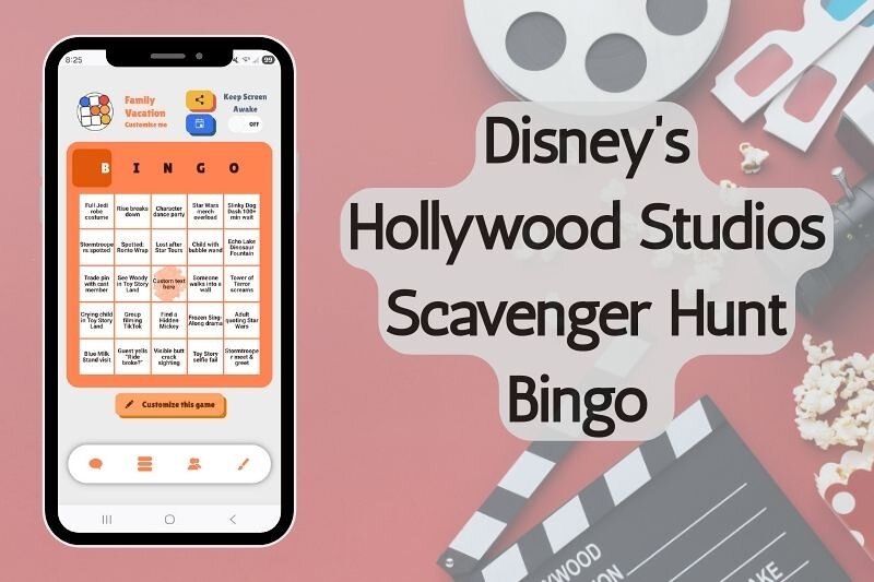 Hollywood Studios Scavenger Hunt Bingo