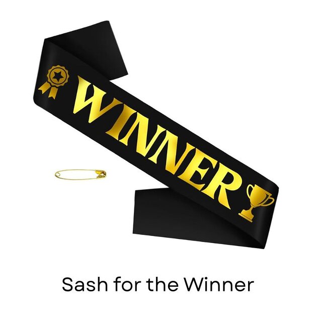 Satin sash prize for scavenger hunt winner