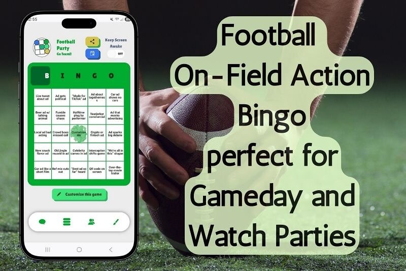 Commercial bingo game for championship football party