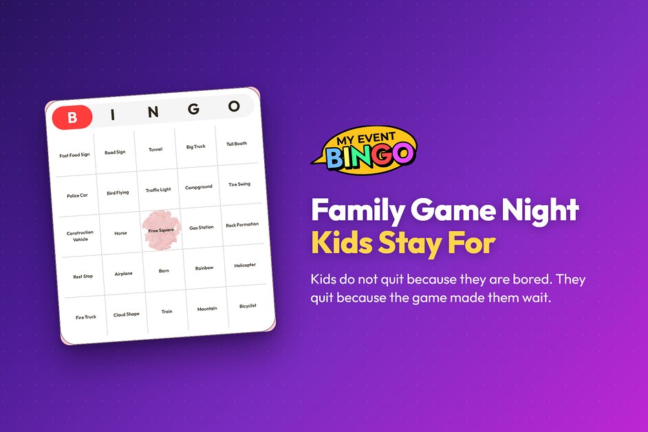 A live bingo board on a phone, the kind of game a child can rejoin without being caught up