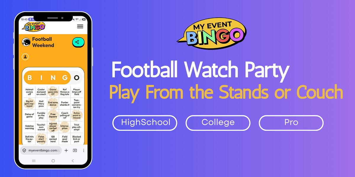 Cell phone showing a bingo game for a football game watch party