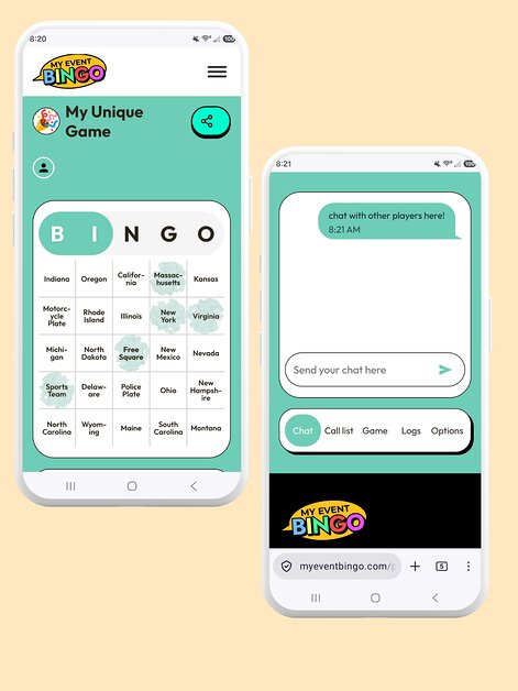 bingo card shown on a cell phone