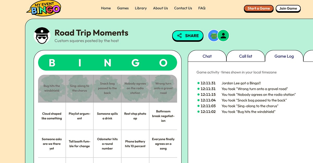 A game log where two different players have each reached bingo.